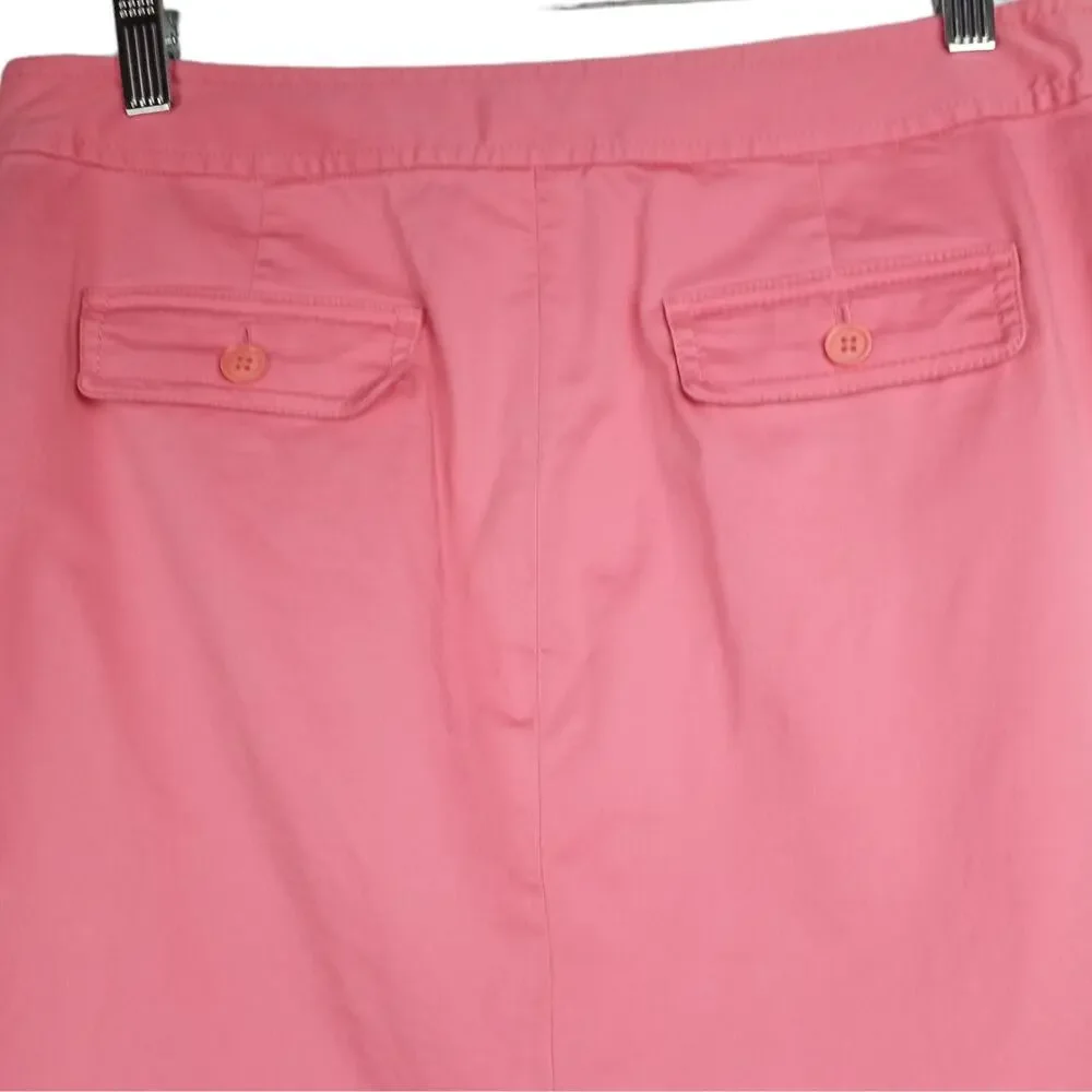 J. CREW Chino Skirt Women's 10  Coral Pencil Stretch Nautical Preppy